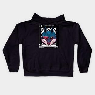 futuristic wolf illustration Kids Hoodie